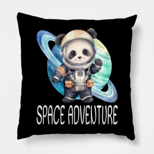 National Space Day space adventure Panda in Astronaut suit Cute watercolor animal bear planet galaxy travel Pillow