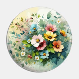 Colorful Spring Flowers Pin