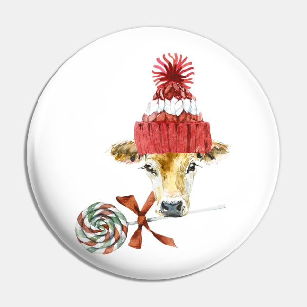 Christmas Cow Pin by Peach Lily Rainbow