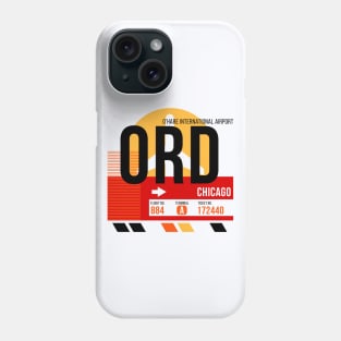 Chicago O'Hare (ORD) Airport // Sunset Baggage Tag Phone Case