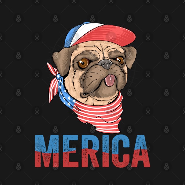 Merica 4th of July Independence Day Gift for Pug Lovers by BadDesignCo