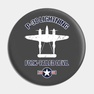 P38 Lightning Warbird Patriotic Design Airforce Military WW2 Pin