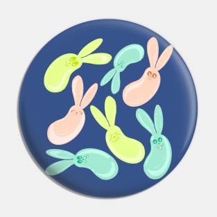 Jelly Bean Bunny with Blue Background Pin