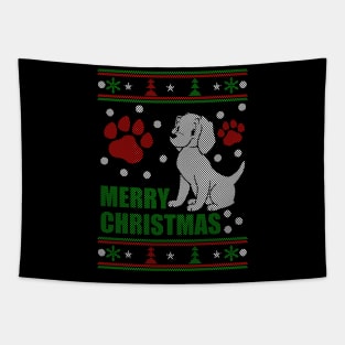 Merry Christmas dog ugly sweater Tapestry