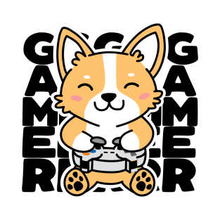 Corgi Playing Video Games Cute Kawaii Gamer T-Shirt