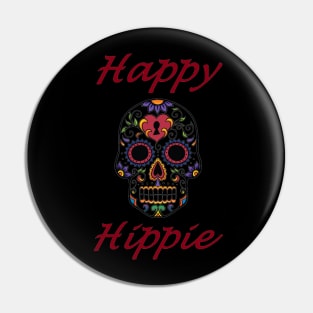 Happy Hippie Skull Pin