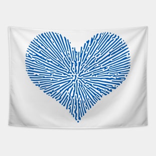 Turing Pattern Sunburst Love Heart (Blue) Tapestry