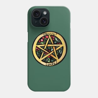 Merry Yule Pentacle Holly Berry Phone Case