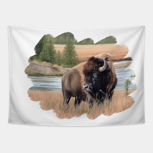 American Bison Painting Bison Tapestry TeePublic