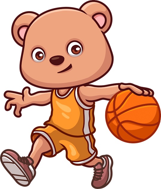 Basketball Bear Cute Cartoon Kids T-Shirt by GumregaStd