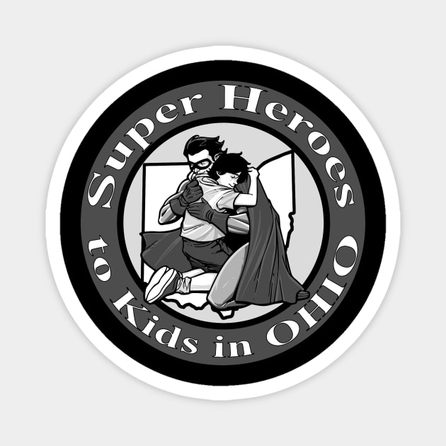 Black and white SHTKIO design Magnet by Super Heroes to Kids in Ohio