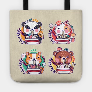 Cute Animals Eat Ramen Kawaii - Packs Tote