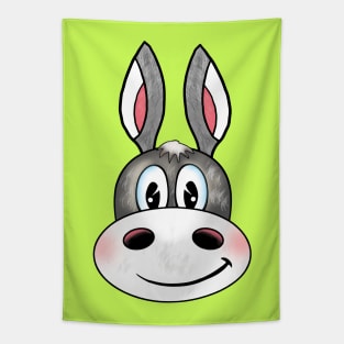 Cute donkey, little pony face smiling, smile, baby, cute animal, hand drawn kids birthday gifts Tapestry