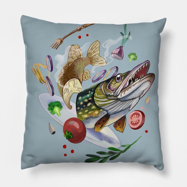 Fishing. Fishing lovers. Pike. Pike recipe. Fish Pillow by ManyaArtShop 