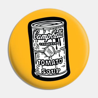 Campbell's black and white Tomato Soup can illustration Pin