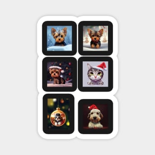 Christmas Kittens and Puppies Stickers Pack Magnet