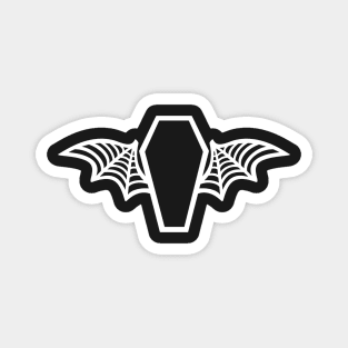 Batwing Coffin - White on Black Magnet