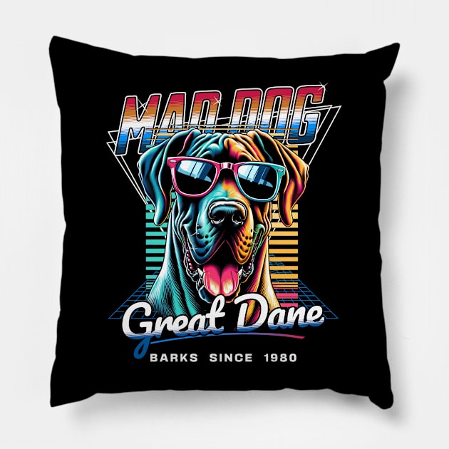 Mad Dog Jack Great Dane Dog Pillow by Miami Neon Designs