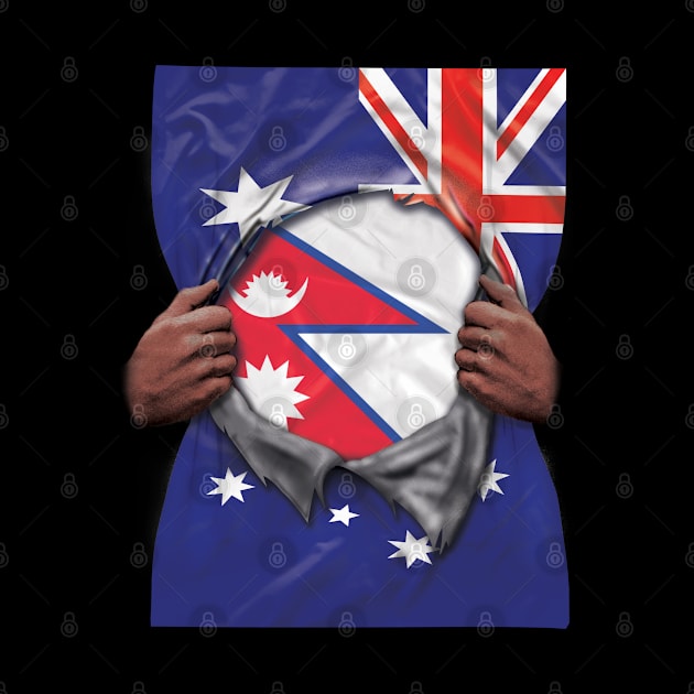 Nepal Flag Australian Flag Ripped - Gift for Nepalese From Nepal by Country Flags