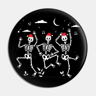 Dancing skeletons with xmas santa hats -  Christmas funny Pin