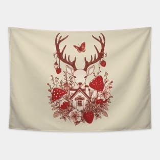 Cottagecore Aesthetics Deer Tapestry