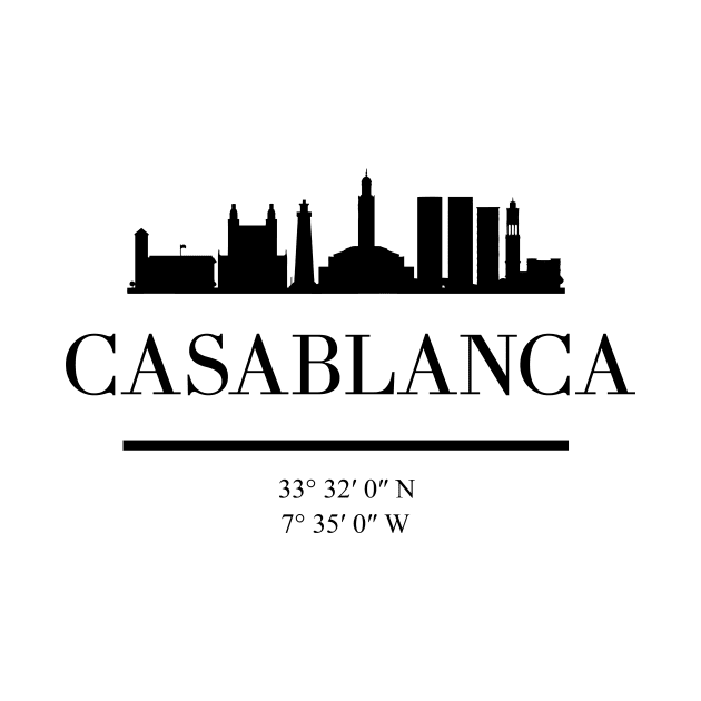 CASABLANCA MOROCCO BLACK SILHOUETTE SKYLINE ART by deificusArt