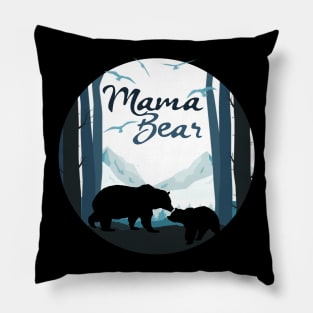 Mama Bear with Baby Cub in the Mountains Pillow