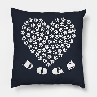 Heart Puppy Dog Lover Paw Prints Pillow