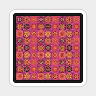 Patchwork of mandalas in red Magnet