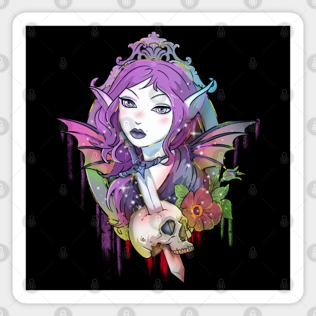 Dark Fairy on a Skull - Dark Fairy - Sticker