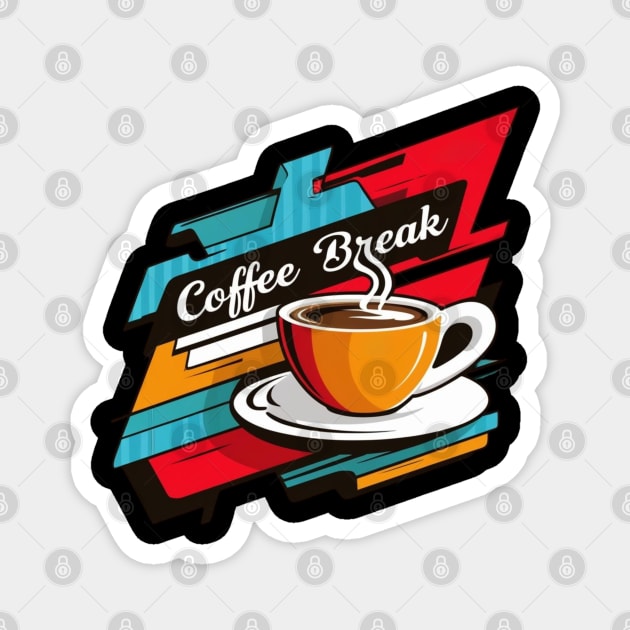 Vibrant Coffee Break Graphic Magnet by SR8891