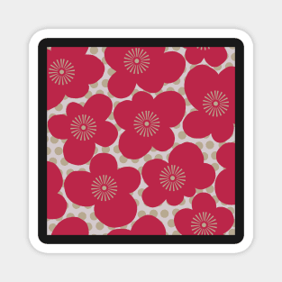 Viva magenta - abstract blossoms and polka dots Magnet