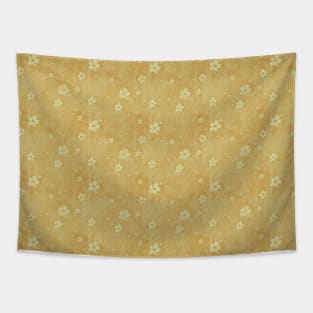 Sunny Yellow Grunge Flowers and Hearts Pattern Tapestry