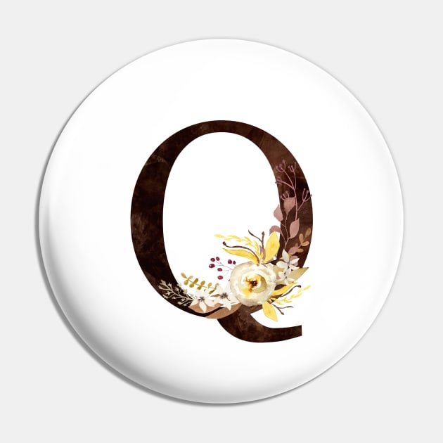 Floral Monogram Q Lovely Autumn Foliage Pin by floralmonogram