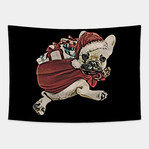 french bulldog christmas gift Tapestry by Collagedream