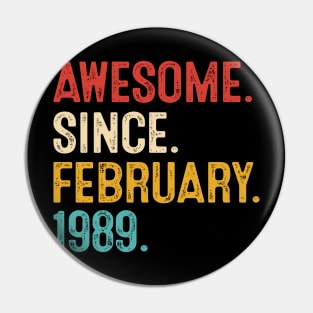 vintage february 1989 birthday Pin