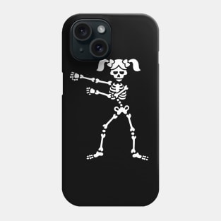 Floss like a boss Flossing skeleton girl ponytail ponytails girly daughter Phone Case