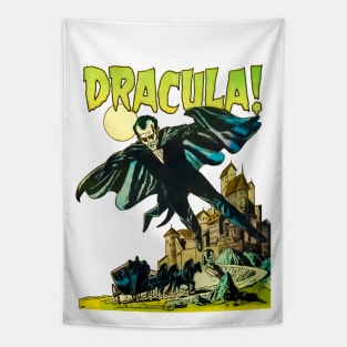 Dracula Flying Horses Castle Moon Vampire Halloween Retro Comic Vintage Cartoon Old Classic Tapestry