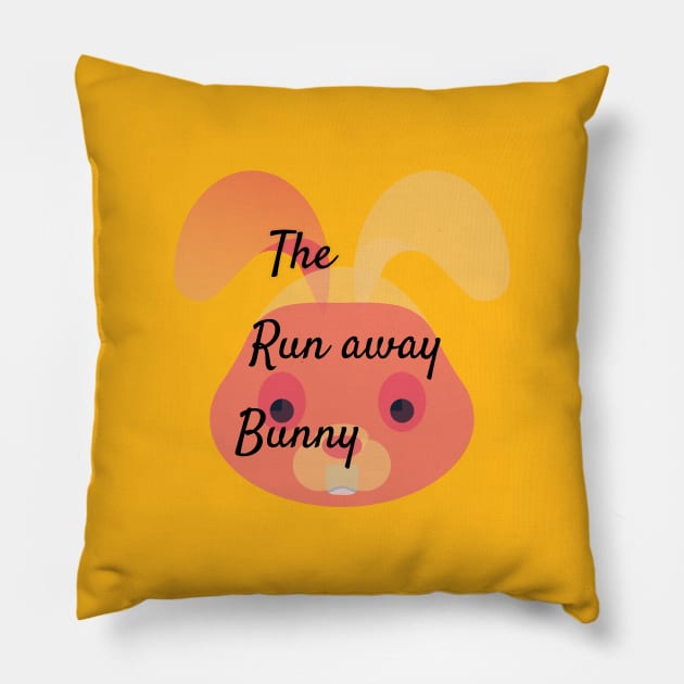 the run away bunny Pillow by Laddawanshop