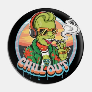 Alien Hip-Hop Harmony: Chill Out in Style Pin