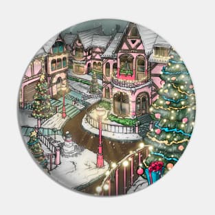 Snowy village Pin