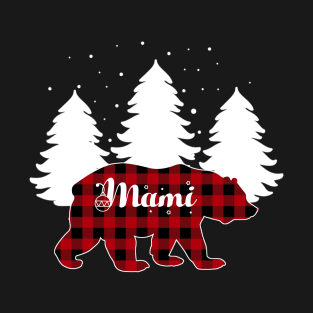 Buffalo Red Plaid Mami Bear Matching Family Christmas T-Shirt