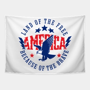 America Land Of The Free Because Of The Brave Retro Tapestry