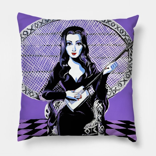 Morticia Addams The Addams Family Pillow by Magenta Arts