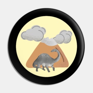 Dinosaur and volcano Pin