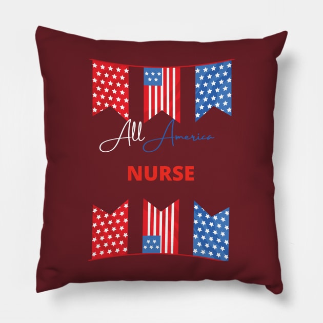All American nurse Pillow by TeeText