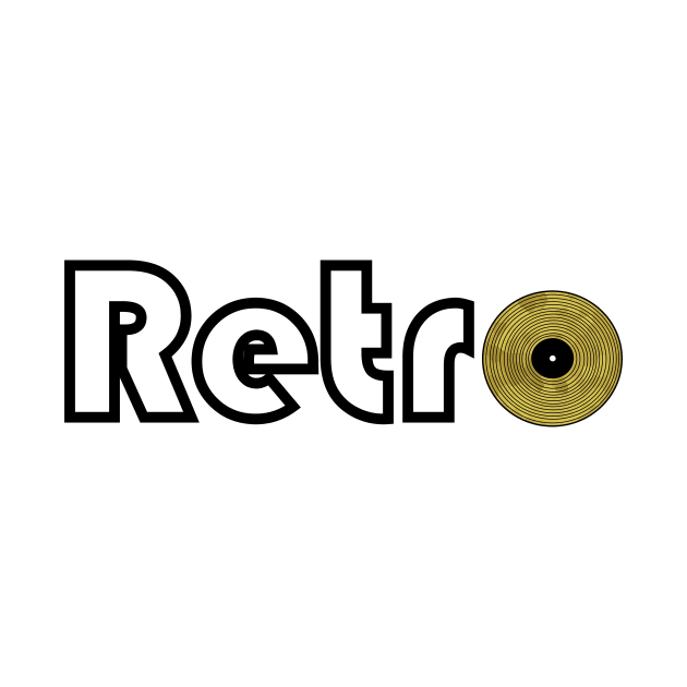 Black Retro Text Gold Vinyl Record by SartorisArt1