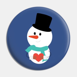 Merry Christmas SnowMan With Heart Pin