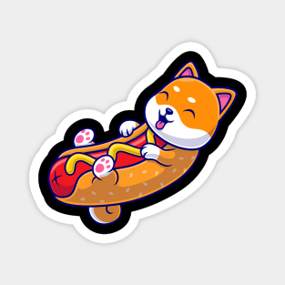 Cute Shiba Inu Hotdog Cartoon Magnet