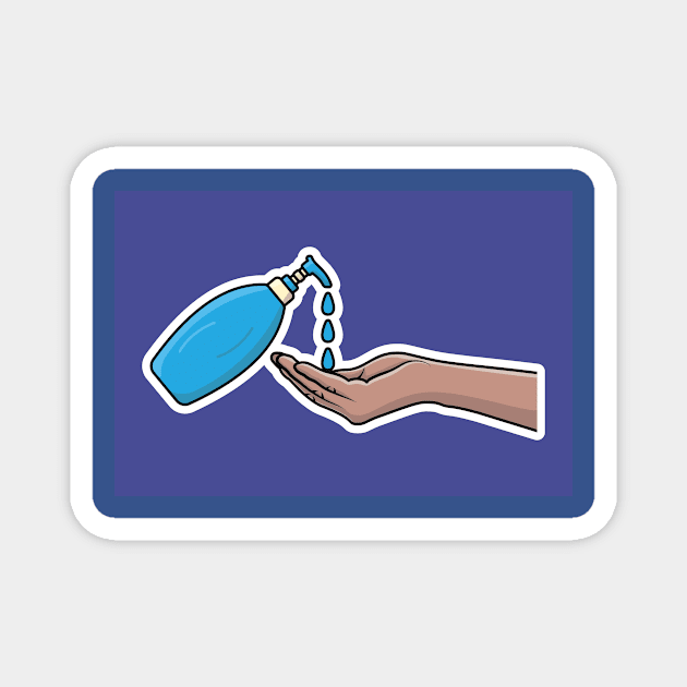 Men Hand Washing With Soap Bottle Sticker vector illustration. Cleaning objects icon concept. Washing hands for daily personal care sticker design vector with shadow. Magnet by AlviStudio